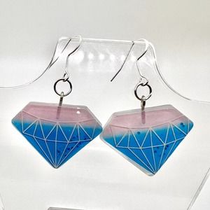 Blue Diamond Earrings - Barbie Earrings - Little Girl Earrings - Glitter Earring